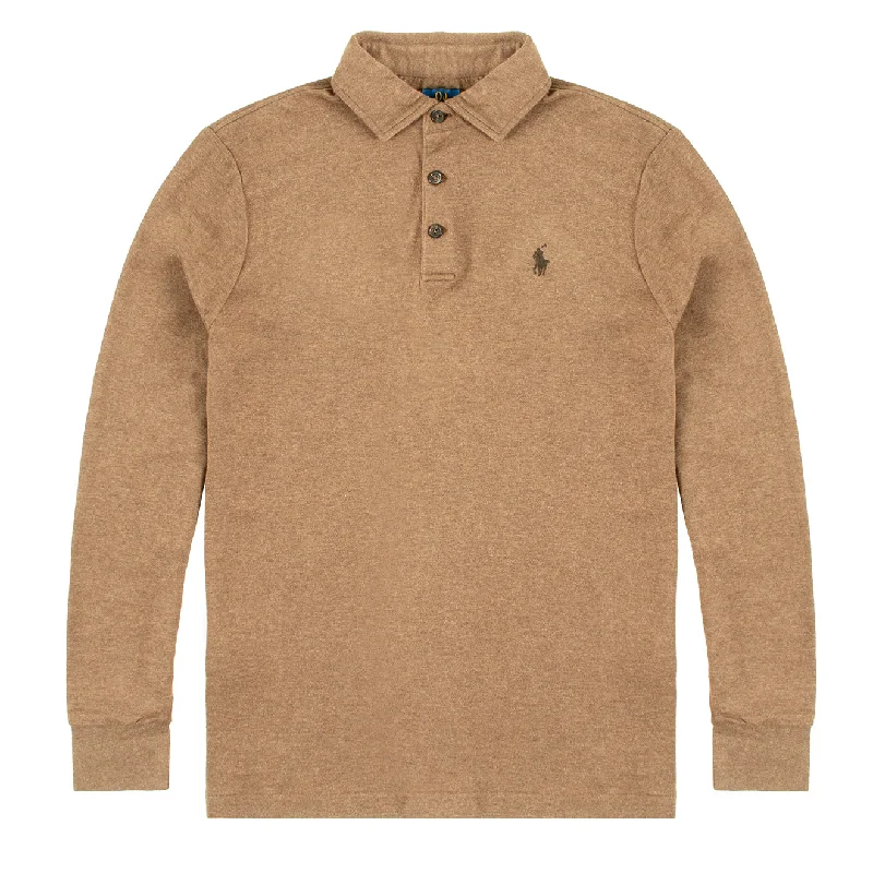 Polo Ralph Lauren Luxury Jersey Polo Shirt Nutmeg Brown Heather