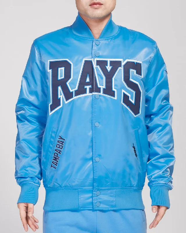 MLB TAMPA BAY RAYS CREST EMBLEM MEN'S SATIN JACKET (UNIVERSITY BLUE)