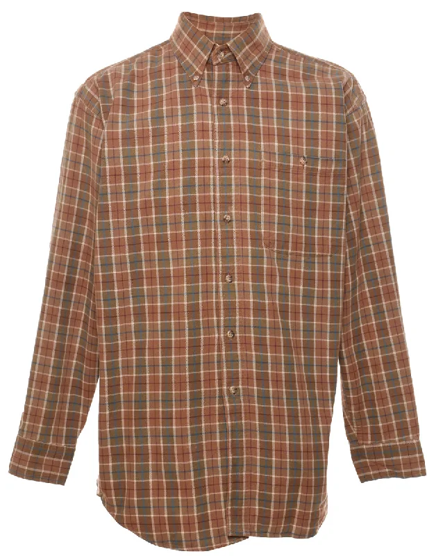 Light Brown & Blue Checked Shirt - L