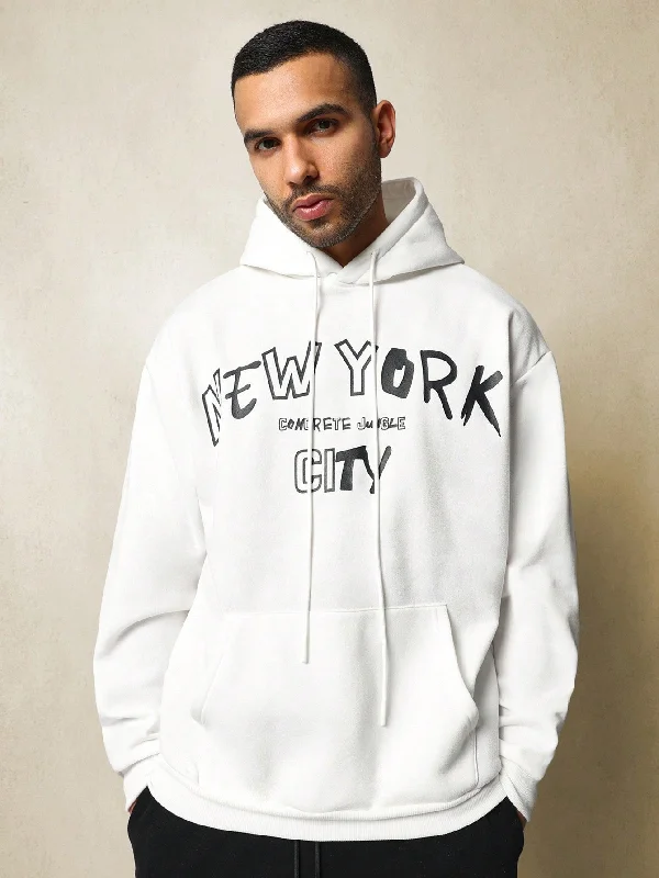 Oversized Fit Overhead Hoodie With New York Graphic Print