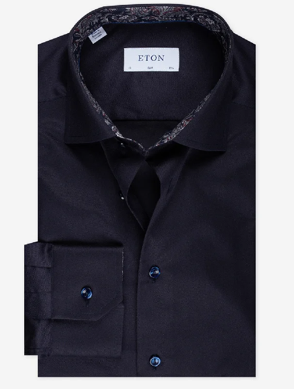 Navy With Inlay Slim Fit Shirt