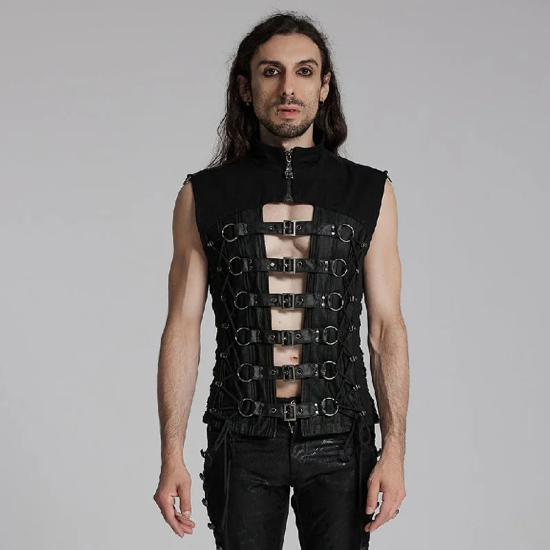 Men's Punk Buckle-up Spaghetti Strap Vest