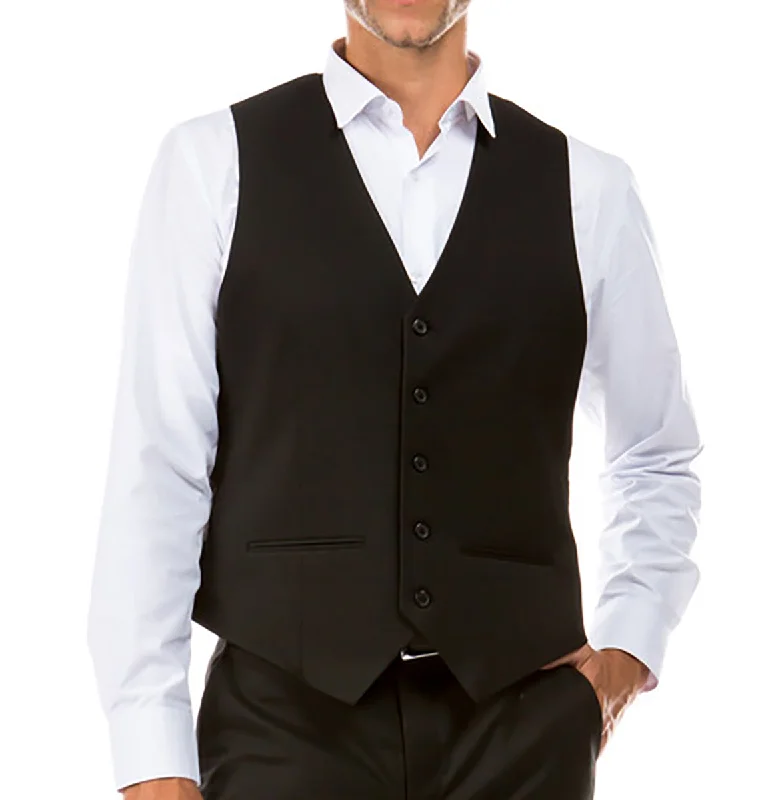 Classic Black Solid Suit Dress Vest