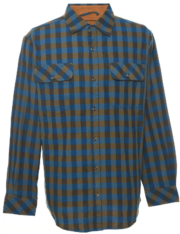 Long Sleeved Checked Shirt - L