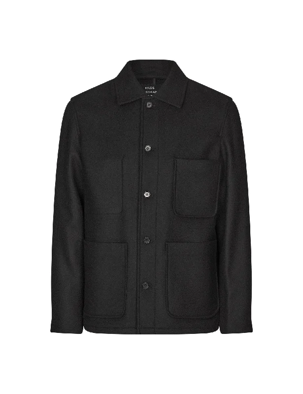 Wool Soft Worker Jacket, Black