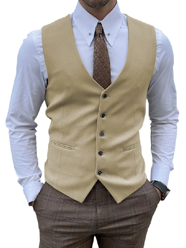 Men's Vest Single Breasted Business Casual V Neck Waistcoat