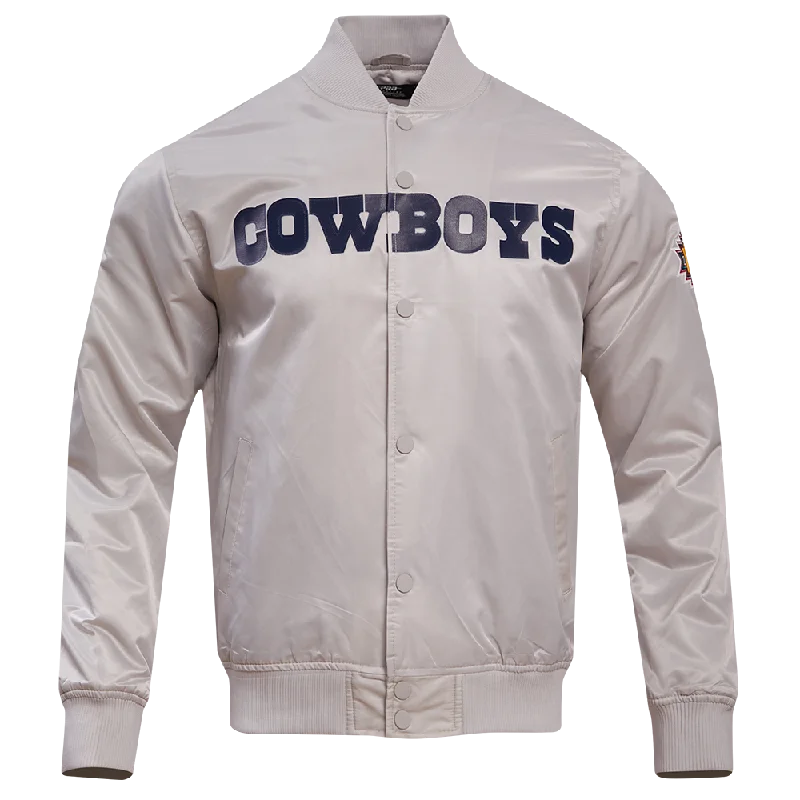 NFL DALLAS COWBOYS BIG LOGO MEN'S SATIN JACKET (SILVER)