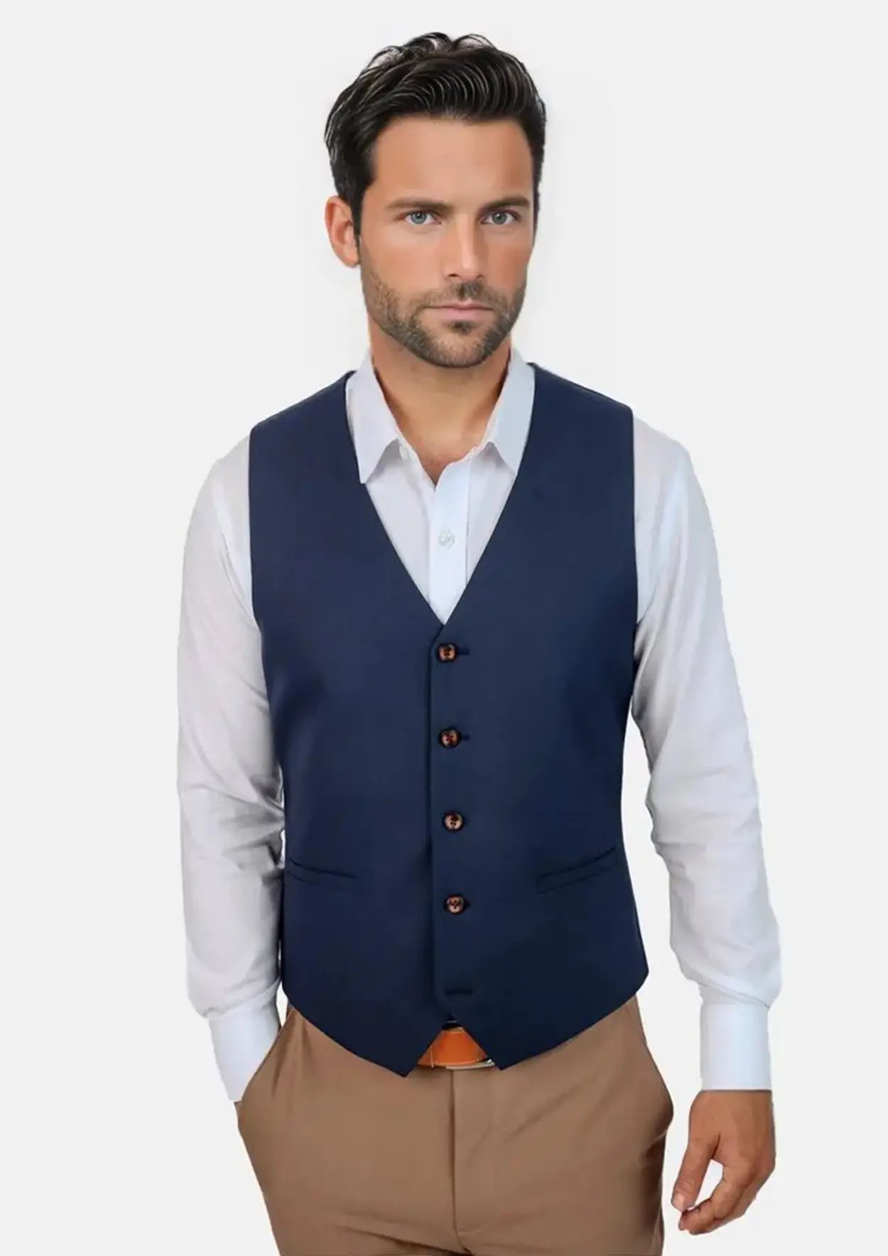 Deep Blue Sharkskin Vest