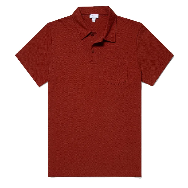 Sunspel Riviera Polo Shirt Rust