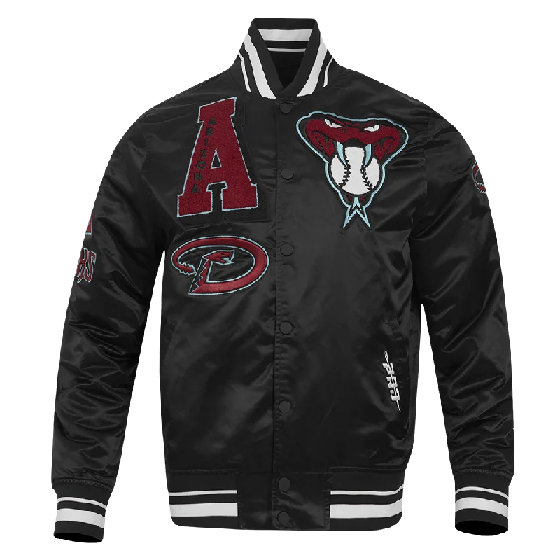 MLB ARIZONA DIAMONDBACKS MASHUP MEN'S RIB SATIN JACKET (BLACK)