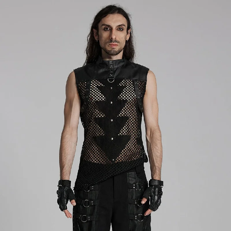 Men's Punk Mesh Triangle Eyelets Vest