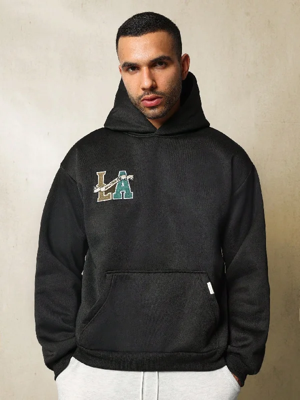 Overhead Crop Fit Hoodie With Embroidered LA