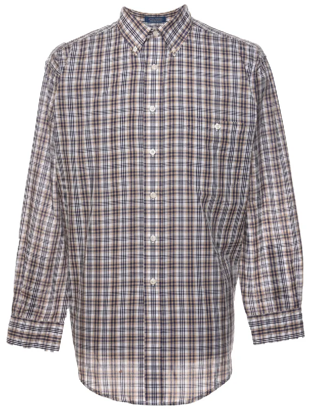 Long Sleeved Checked Shirt - L