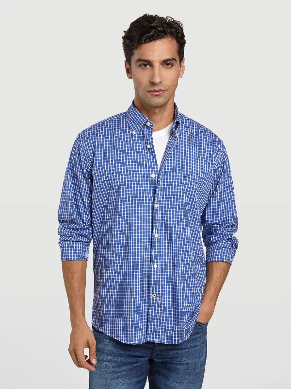 Regular fit 100%BCI cotton checks oxford shirt