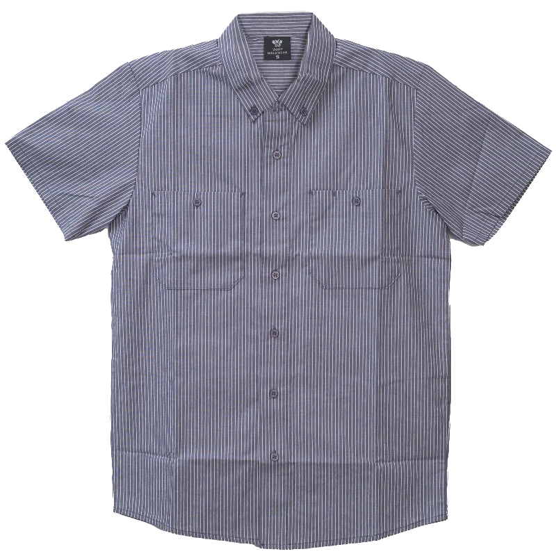 VB775GW - Men's Grey Work Shirts with White Strips