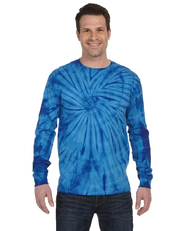 Tie-Dye 100% Cotton Long Sleeve Tie-Dyed T-Shirt | Spider Royal