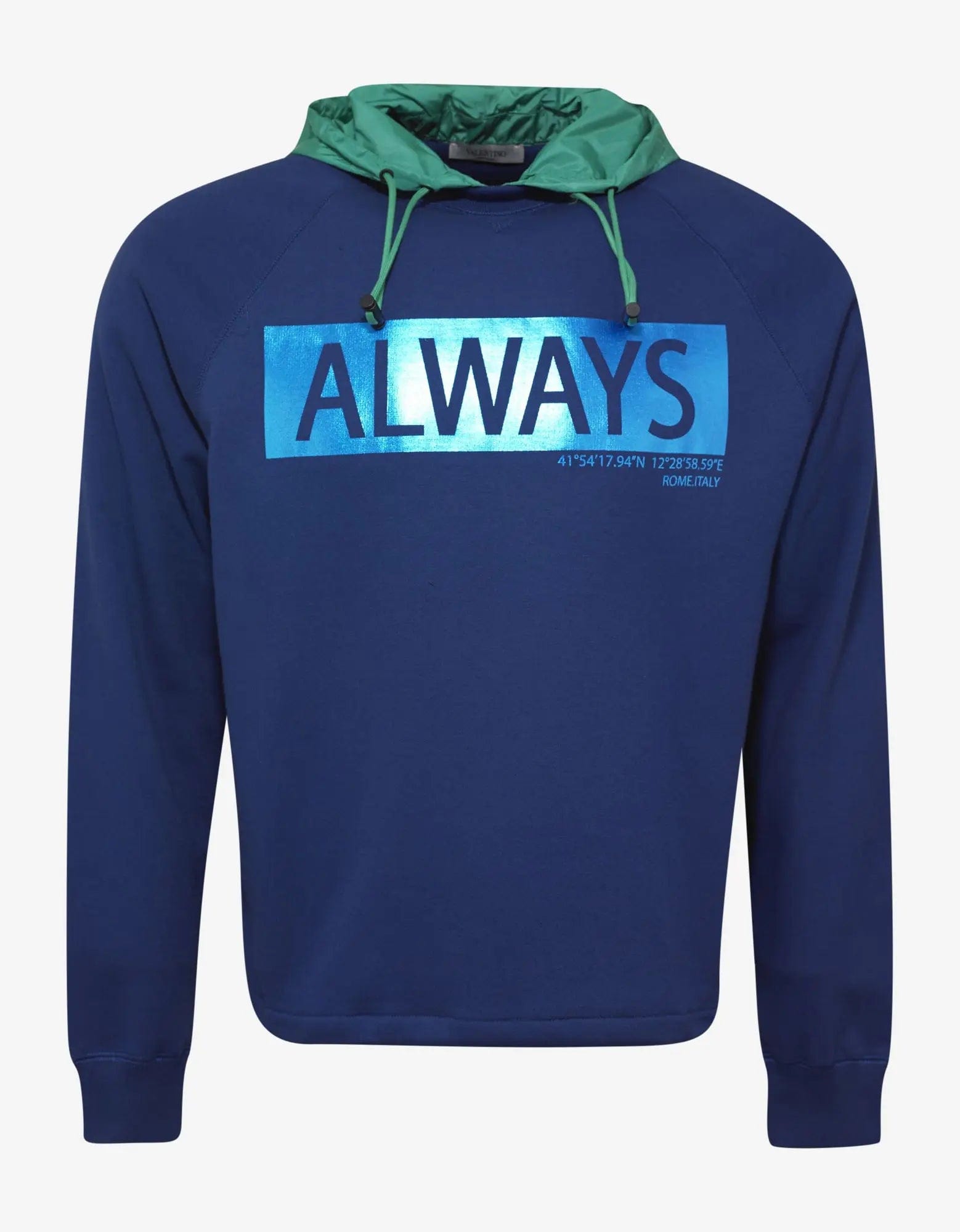 Valentino Garavani Blue 'Always' Print Hooded Sweatshirt