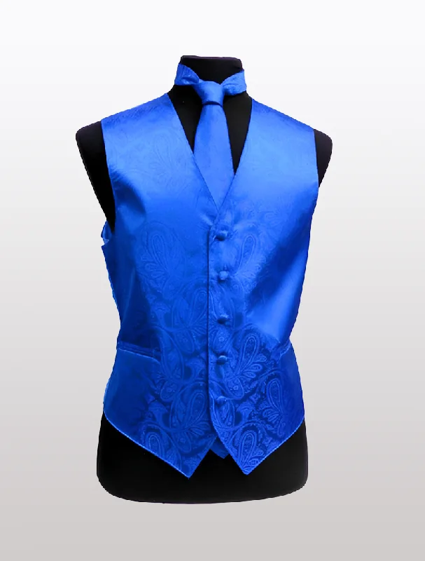 Men's Paisley Royal Blue Tuxedo Vest