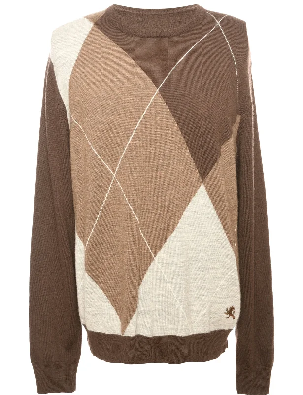 Long Sleeved Brown Jumper - L