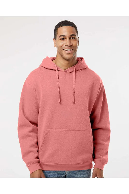 LAT Mens Elevated Fleece Basic Hooded Sweatshirt Hoodie w/ Pouch Pocket - Mauvelous Pink