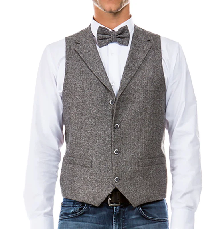 Men's Collared Grey Tweed Suit Vest