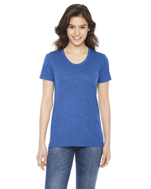 American Apparel Ladies Poly-Cotton Short Sleeve Crewneck | Hthr Lake Blue