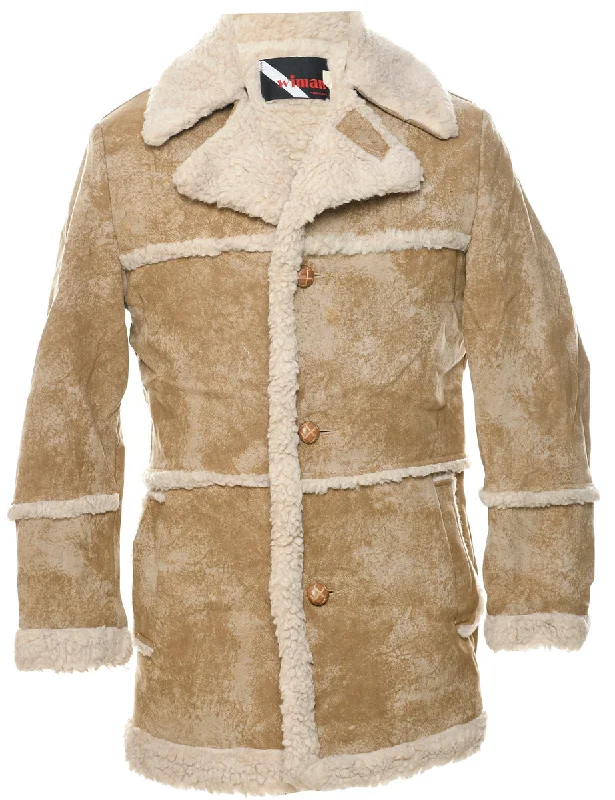 Light Brown Faux Shearling Suede Jacket - L