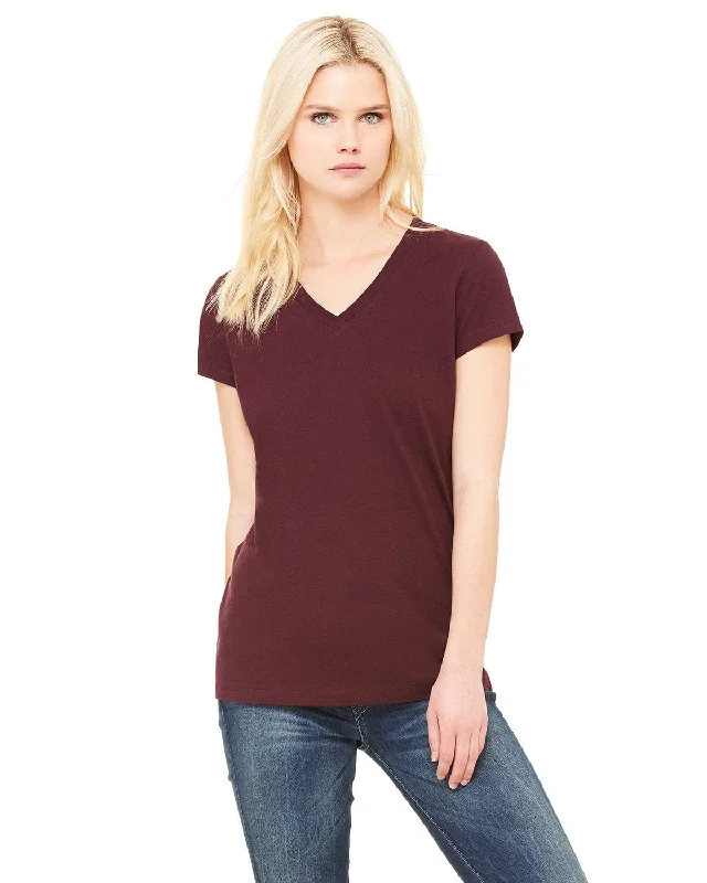 Bella+Canvas Ladies Short Sleeve V-Neck T-Shirt | Maroon