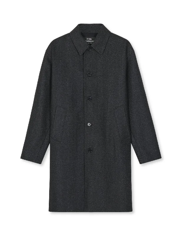 Wool Herringbone Curtis Coat, Charcoal Gray