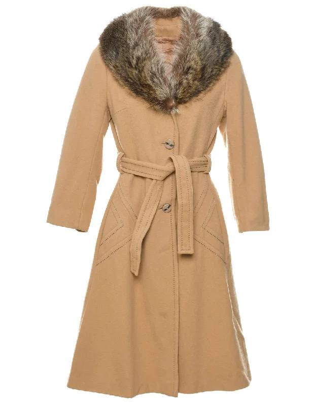 Light Brown Wool Coat - M