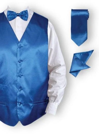 Royal Blue Tuxedo Vest Set