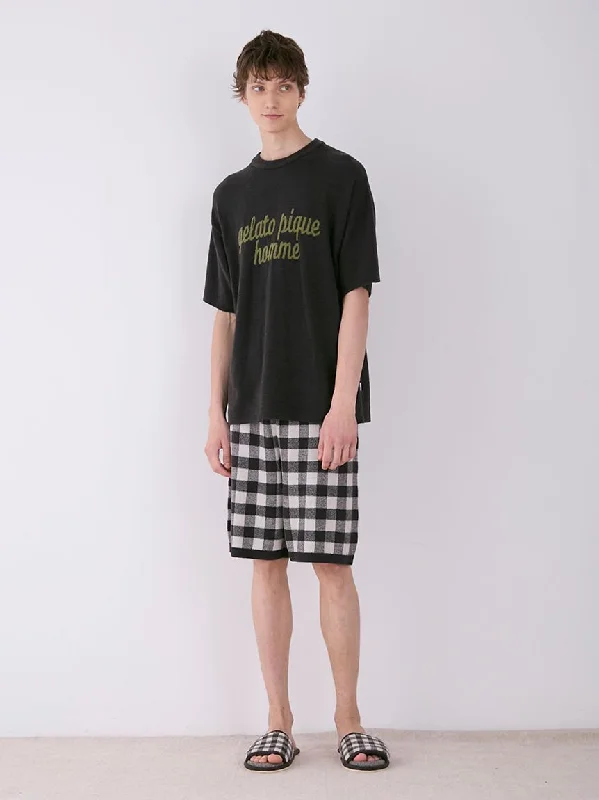 MEN'S Logo Pullover & Gingham Checked Shorts Loungewear Set