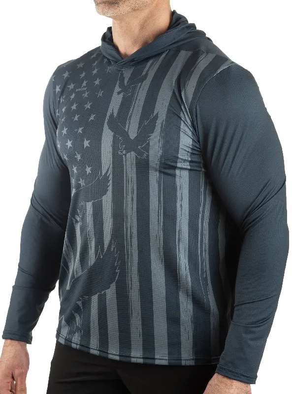 Eagle Flag Performance Mesh Charcoal Sun Hoodie