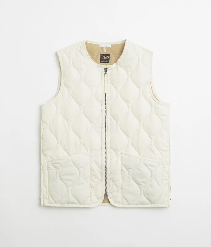 Taion Military Crewneck W-Zip Down Vest - Off White