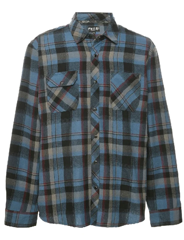 Long Sleeved Checked Shirt - L