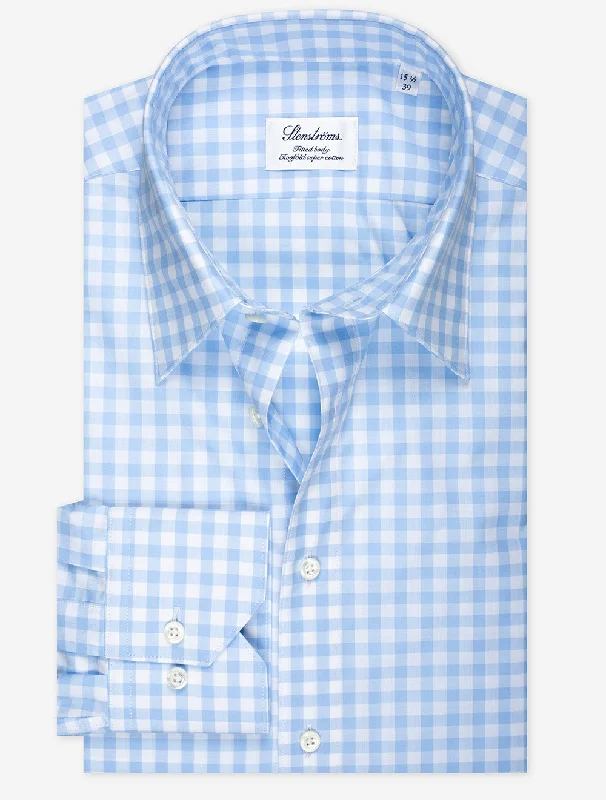 Fitted Gingham Shirt Blue