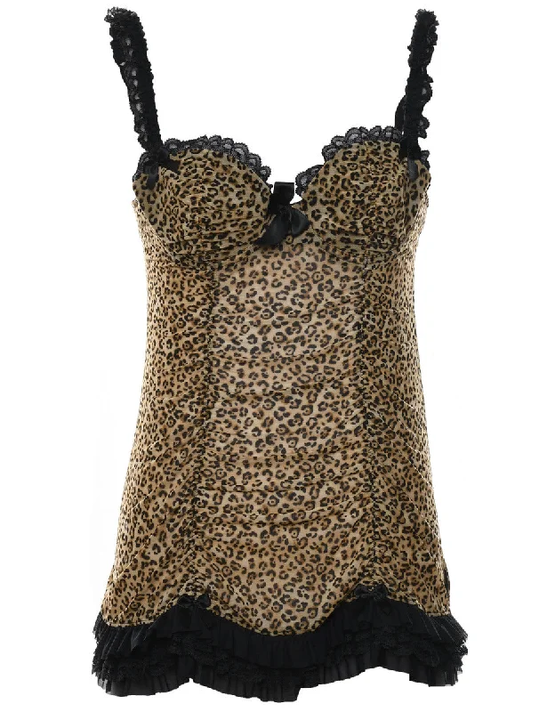 Leopard Pattern Black & Brown Babydoll - S