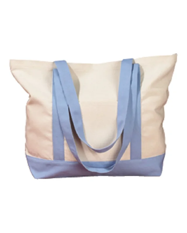 BAGedge Canvas Boat Tote | Natural/ Lt Blue