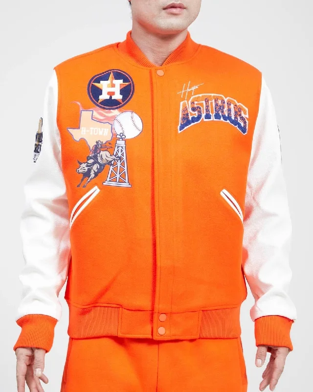 MLB HOUSTON ASTROS RETRO HOMETOWN WOOL MEN'S VARSITY JACKET (ORANGE/WHITE)