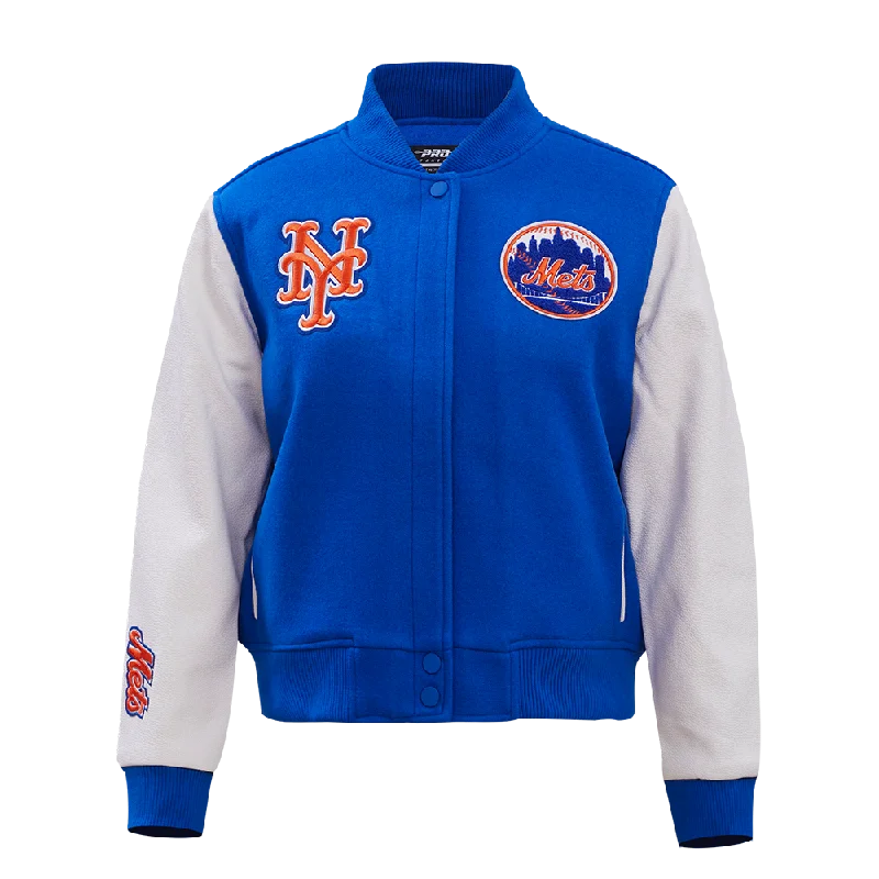 MLB NEW YORK METS CLASSIC WOOL WOMEN'S VARSITY JACKET (ROYAL BLUE/WHITE)