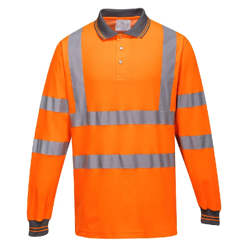 Portwest Hi-Vis Cotton Comfort Polo Shirt L/S