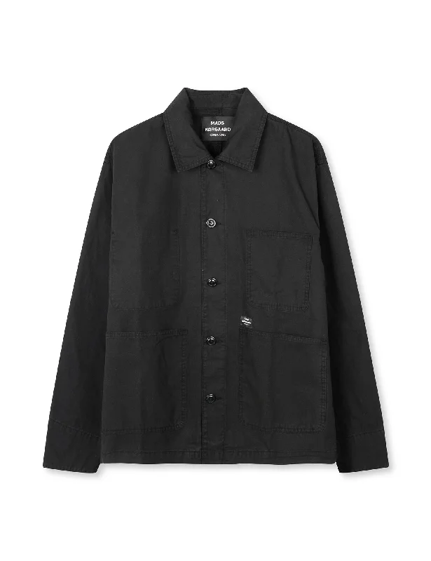 Fine Twill Chore Jacket, Black