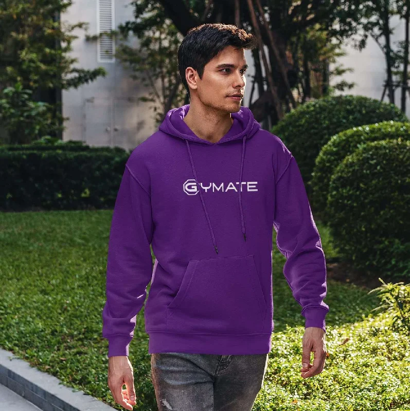 Mens Purple Hoodies Designer Gymate large logo [ctr]