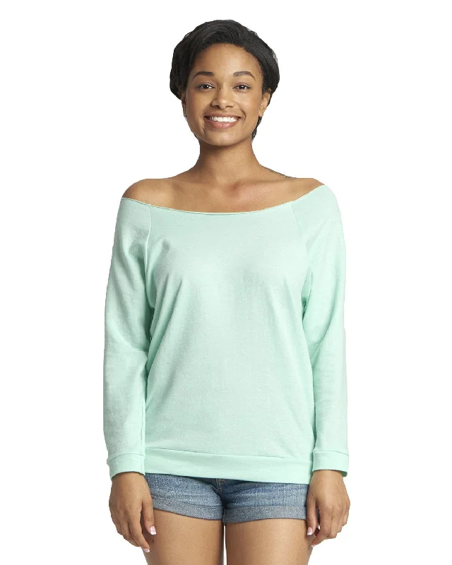 Next Level Ladies French Terry Raw-Edge 3/4-Sleeve Raglan Tee | Mint