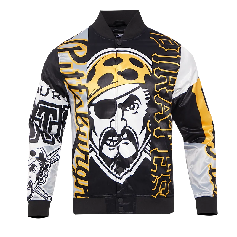 MLB PITTSBURGH PIRATES MASHUP MEN'S SATIN JACKET (BLACK)