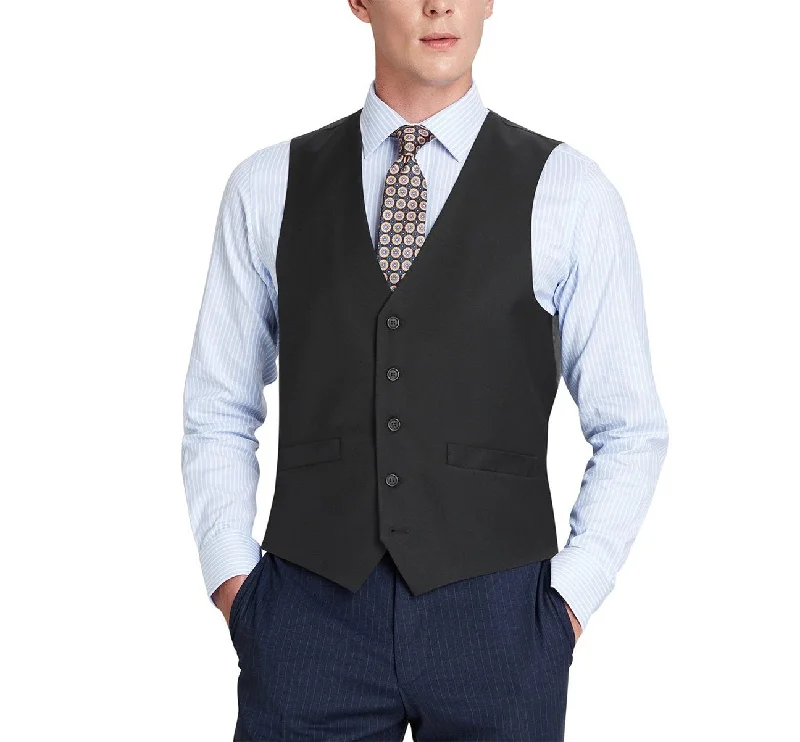 Alessandro Vitello by Renoir Black Business Suit Vest Regular Fit Dress Suit Waistcoat 201-1