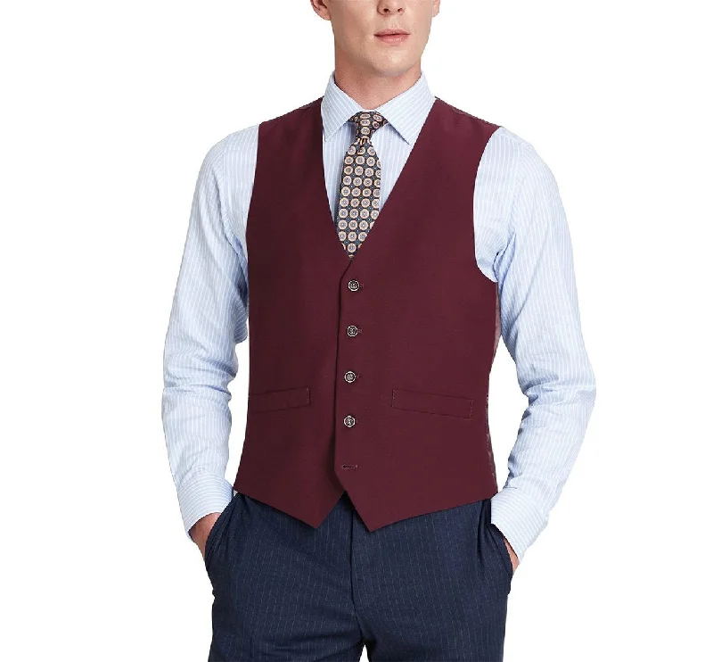 Alessandro Vitello by Renoir Burgundy Business Suit Vest Regular Fit Dress Suit Waistcoat 201-8