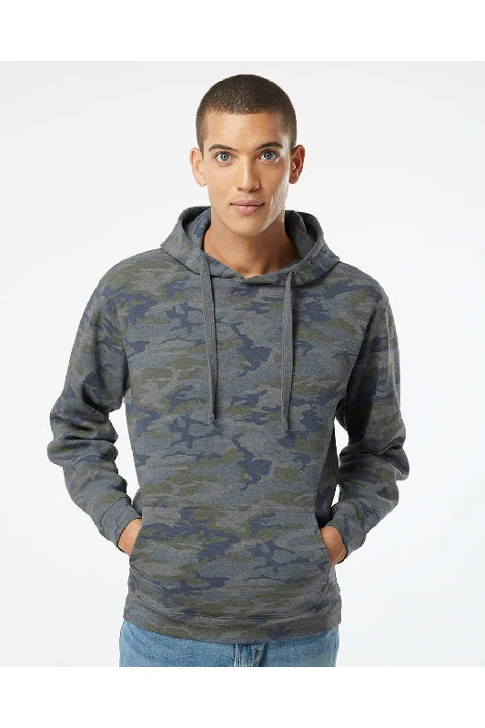 LAT Mens Elevated Fleece Basic Hooded Sweatshirt Hoodie w/ Pouch Pocket - Vintage Camo