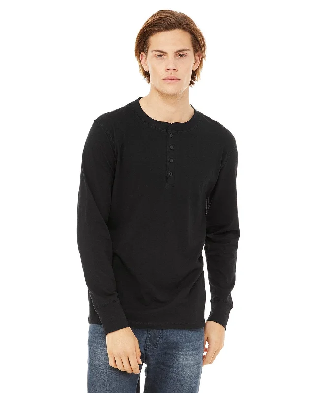 Bella+Canvas Long Sleeve Henley | Black