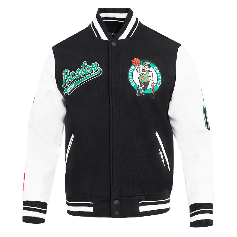 NBA BOSTON CELTICS SCRIPT TAIL MEN'S RIB WOOL VARSITY (BLACK/WHITE)